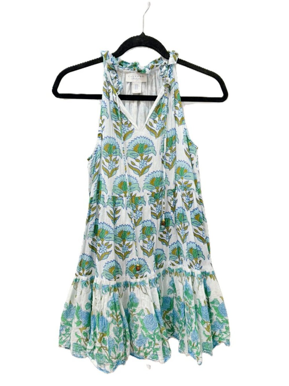 Calypso St. Barth Floral Boho Tiered Sleeveless Dress Size Small